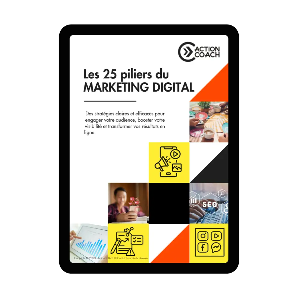 Couverture de l'e-book « Les 25 piliers du marketing digital » d'ActionCOACH